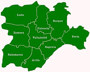 Mapa de Castilla y León.