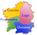 Mapa de Galicia, España.