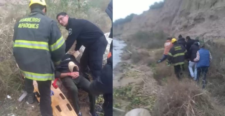 Salvó su vida de milagro tras caer con su camioneta por la barranca