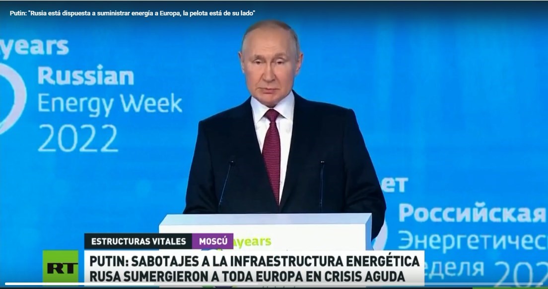 Putin: «Rusia está dispuesta a suministrar energía a Europa, la pelota está de su lado»