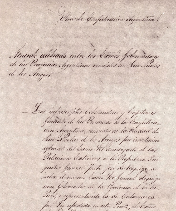 31 de Mayo: se firma el Acuerdo de San Nicolás en 1852