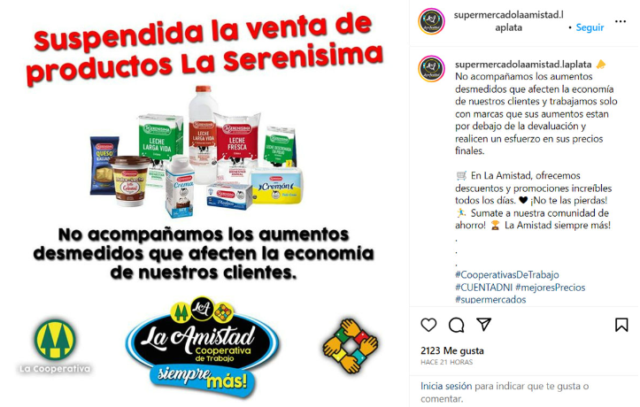 La historia del supermercado que dejó de vender lácteos de La Serenísima por «aumentos excesivos»