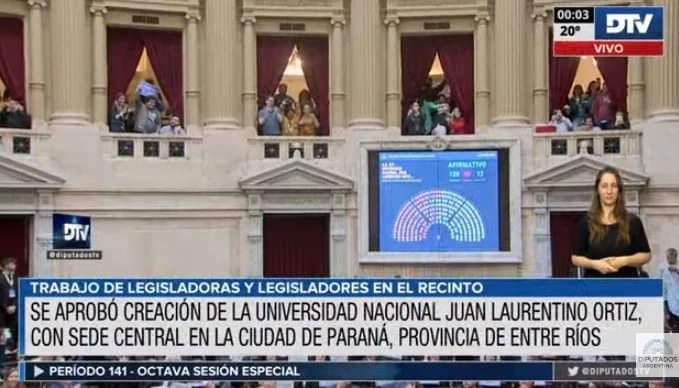 Entre Ríos logró la sanción en Diputados para crear la Universidad Nacional Juan L. Ortiz