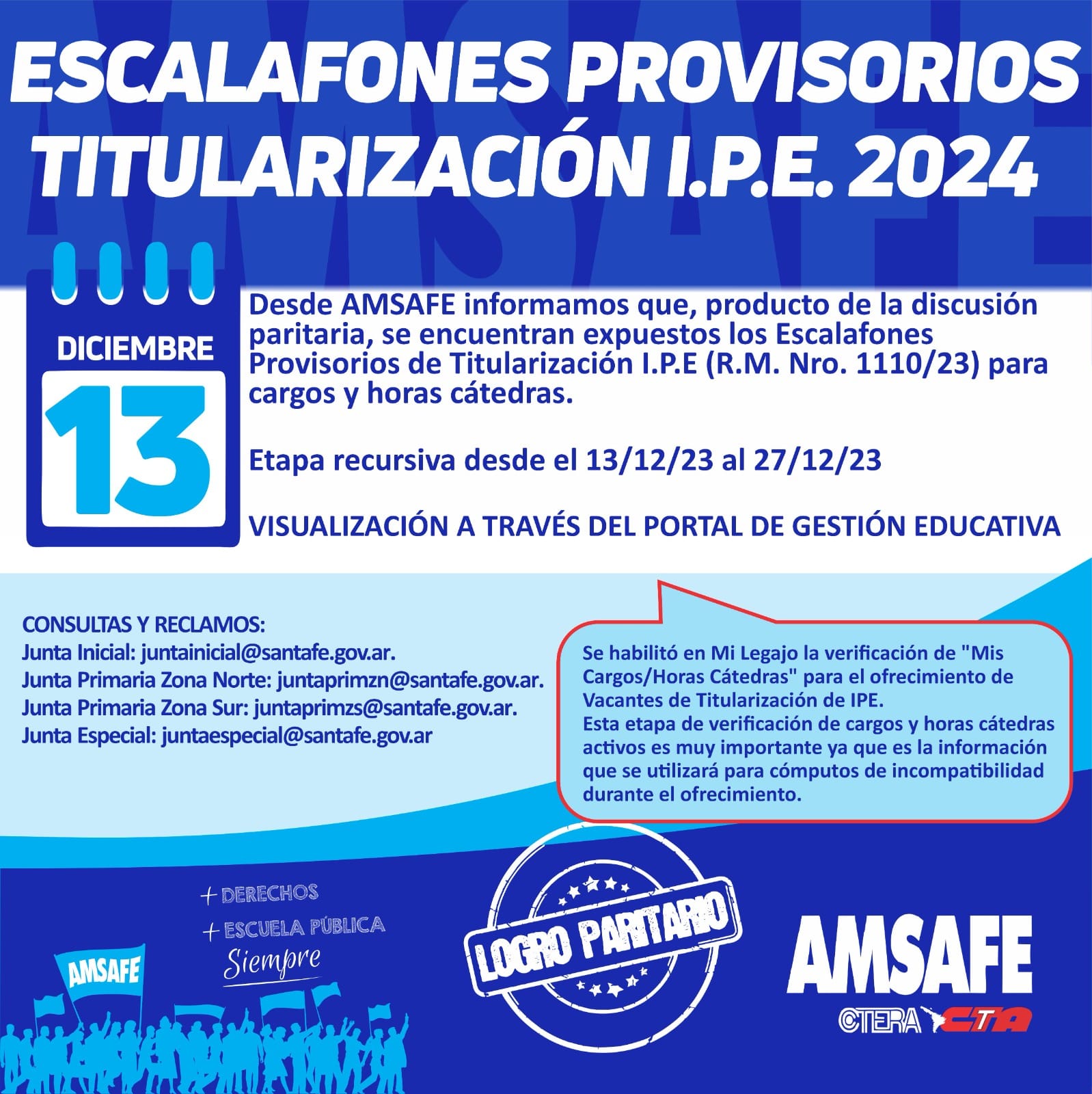 20231220 AMSAFE TITULARIZACION IPE - ESCALAFONES PROVISORIOS