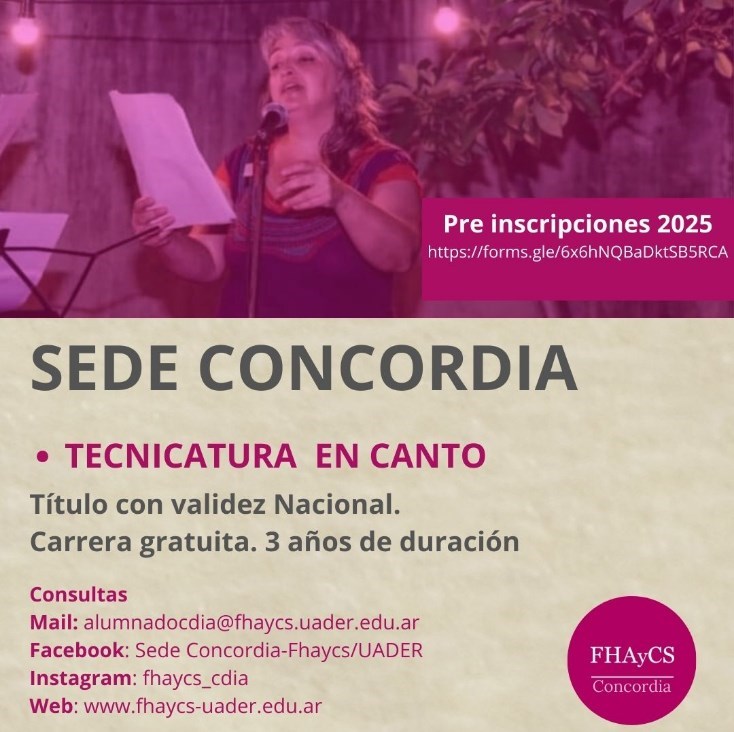 Estudiá Canto en la UADER Sede Concordia