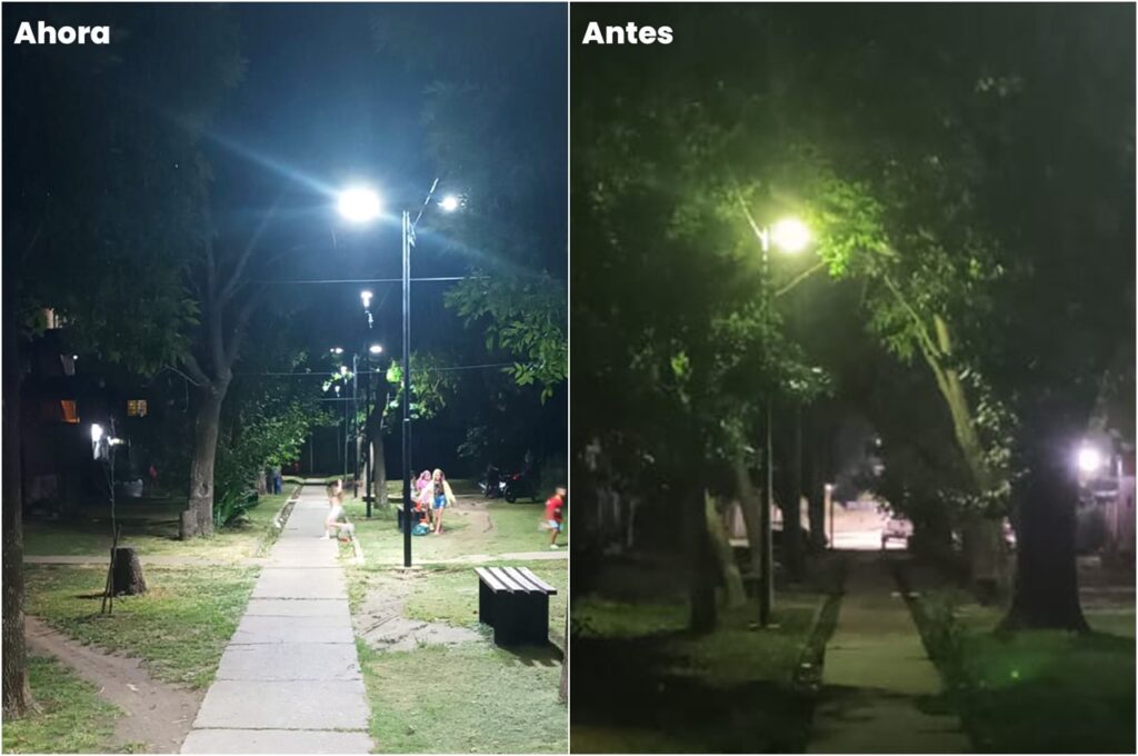 La Municipalidad iluminó con luces led los espacios comunes del barrio Fonavi Oeste