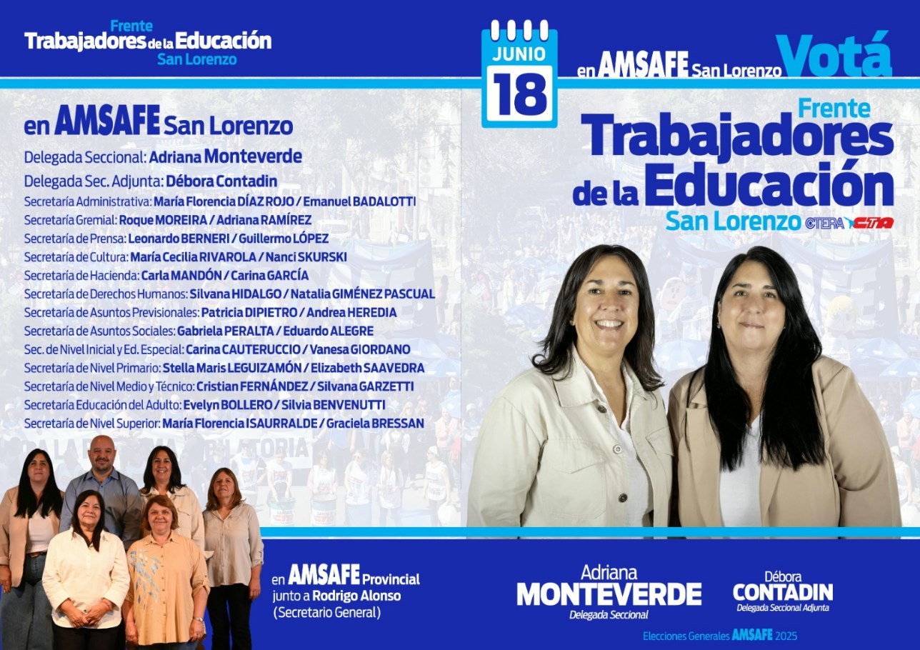 20250531 AMSAFE FOLLETO LISTA FRENTE TRABAJADORES DE LA EDUCACION SAN LORENZO